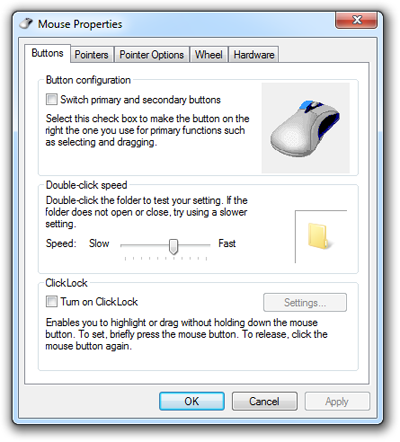 Dialog box titled Mouse Properties